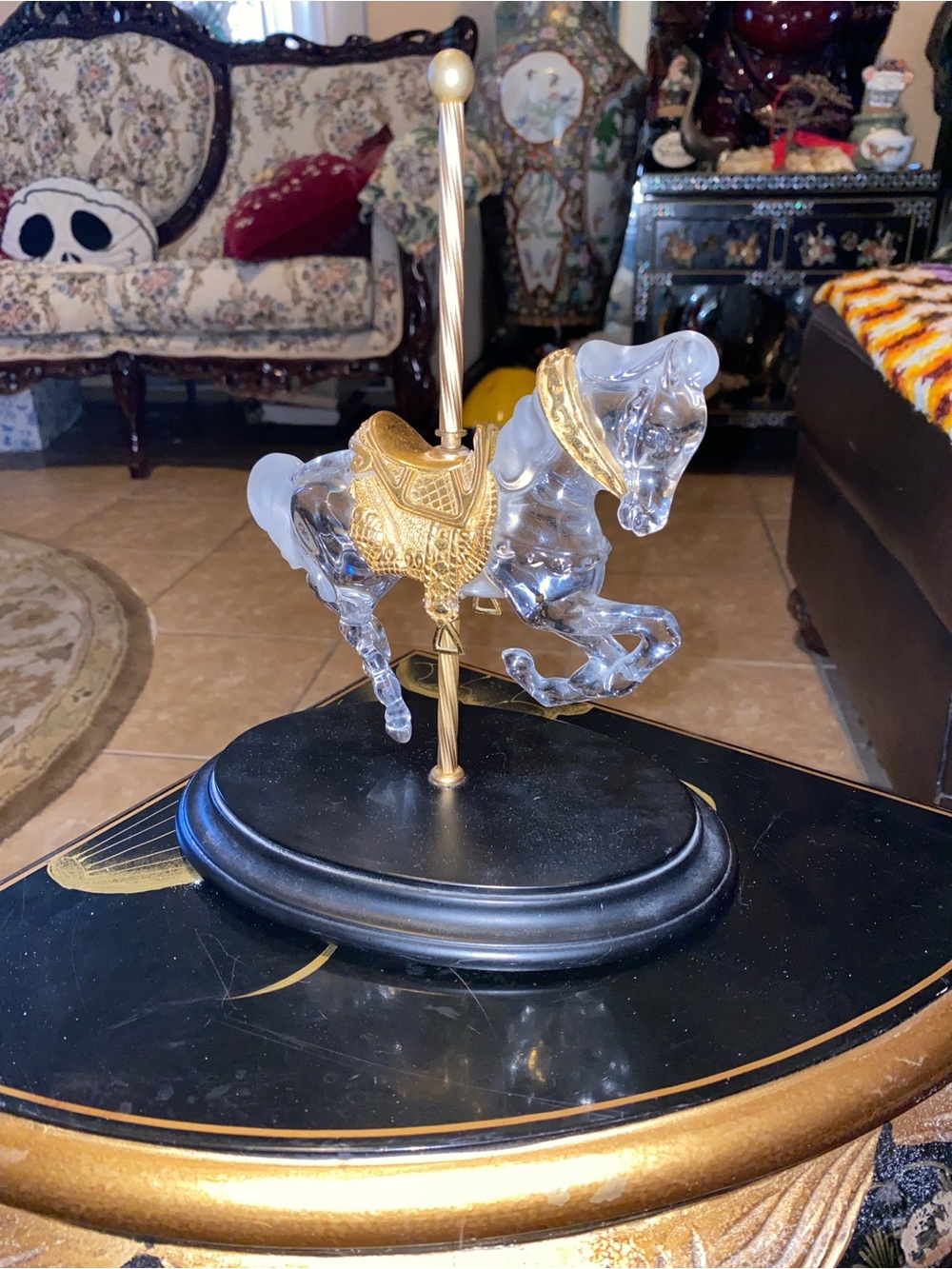 Vintage 1990 Carousel Horse Figurine with 24K Gold Accents